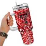 customized texas tech red raiders chevron angle red curved tumbler best selling.webp