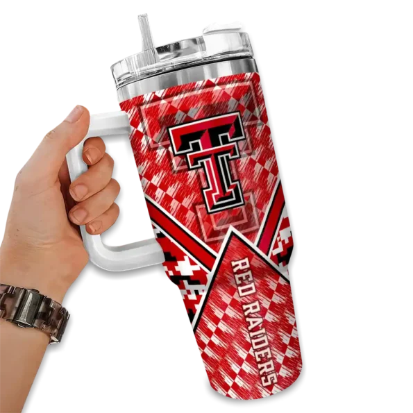 customized texas tech red raiders chevron angle red curved tumbler fashion forward.webp