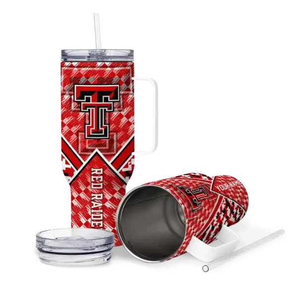 customized texas tech red raiders chevron angle red curved tumbler high quality.webp