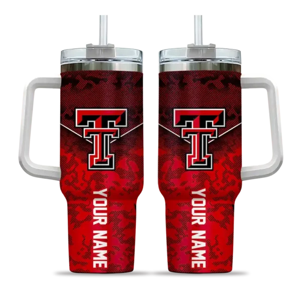customized texas tech red raiders chevron stripe red curved tumbler best selling.webp