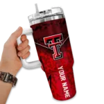 customized texas tech red raiders chevron stripe red curved tumbler best selling.webp