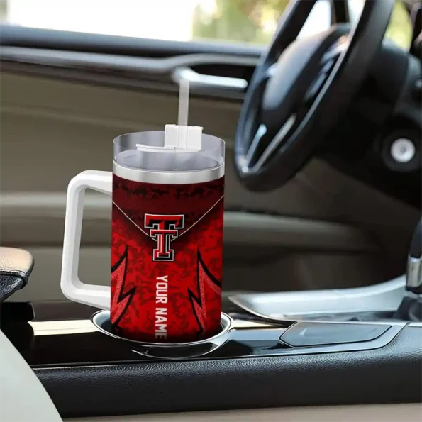 customized texas tech red raiders chevron stripe red curved tumbler trendy.webp