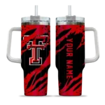 customized texas tech red raiders claw cut red black curved tumbler best selling.webp