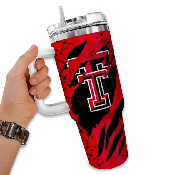 customized texas tech red raiders claw cut red black curved tumbler fashion forward.webp