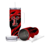 customized texas tech red raiders claw cut red black curved tumbler best selling.webp