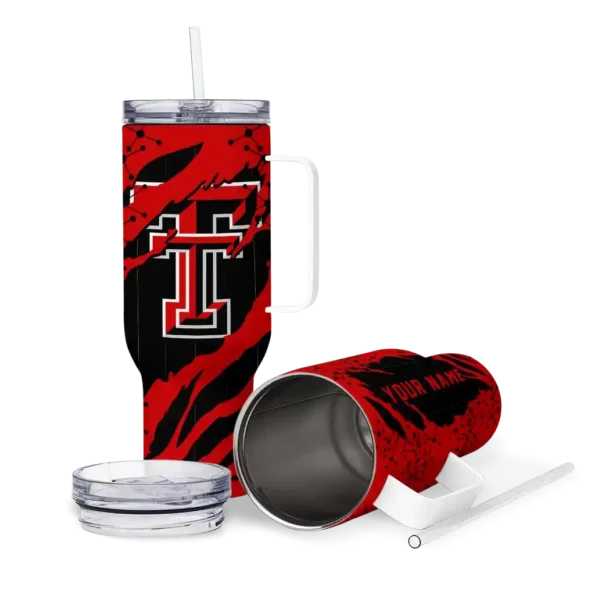 customized texas tech red raiders claw cut red black curved tumbler high quality.webp
