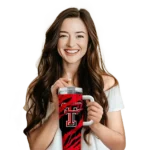 customized texas tech red raiders claw cut red black curved tumbler best selling.webp