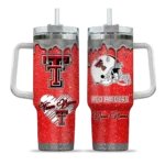 customized texas tech red raiders heart helmet motif red curved tumbler best selling.webp