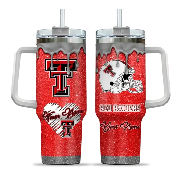 customized texas tech red raiders heart helmet motif red curved tumbler best selling.webp