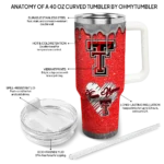 customized texas tech red raiders heart helmet motif red curved tumbler best selling.webp