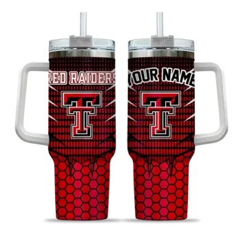 customized texas tech red raiders hex texture red curved tumbler best selling.webp
