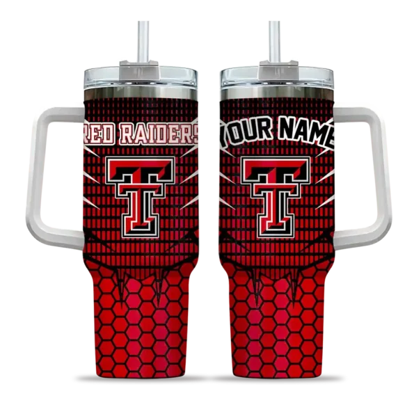 customized texas tech red raiders hex texture red curved tumbler best selling.webp