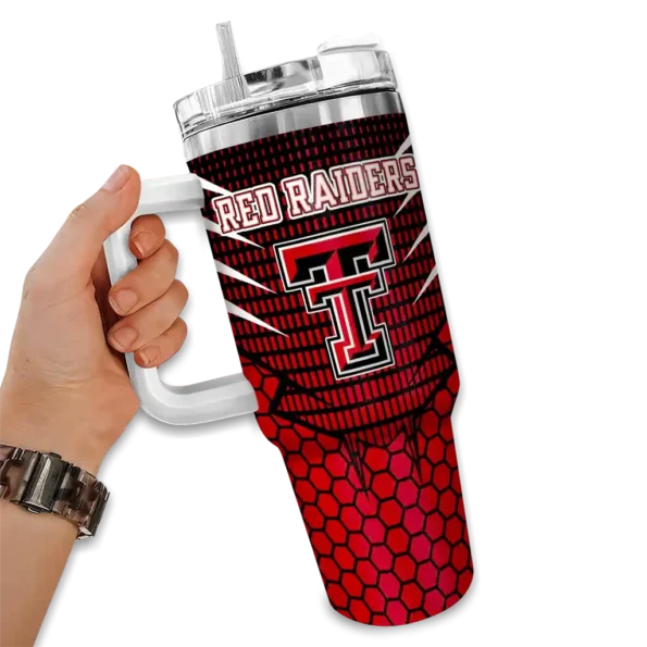 customized texas tech red raiders hex texture red curved tumbler fashion forward.webp