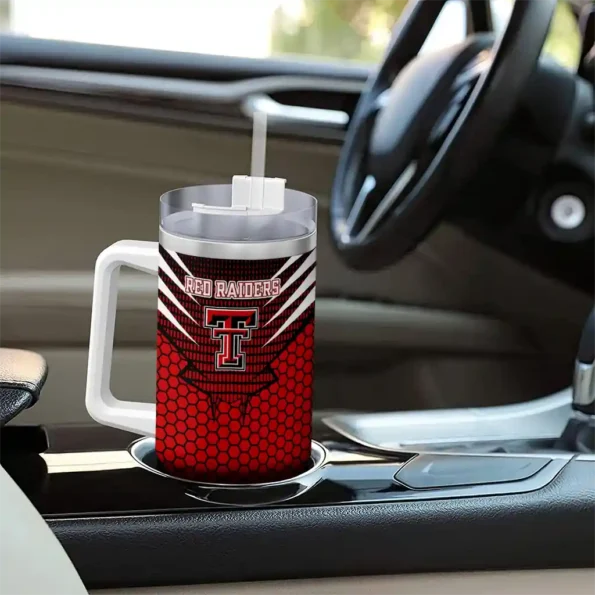 customized texas tech red raiders hex texture red curved tumbler trendy.webp