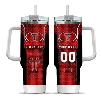 customized texas tech red raiders hexagon armor red curved tumbler best selling.webp