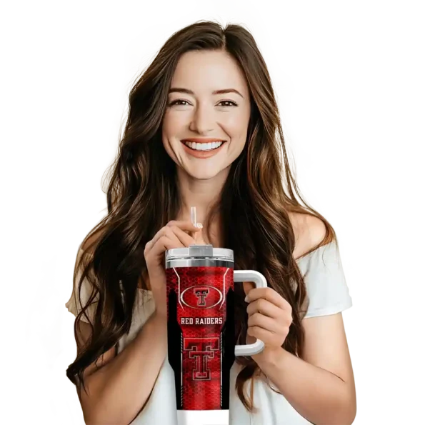 customized texas tech red raiders hexagon armor red curved tumbler premium grade.webp