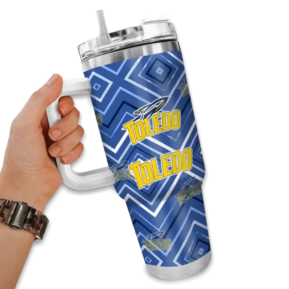 customized toledo rockets bold diamonds blue curved tumbler fashion forward.webp