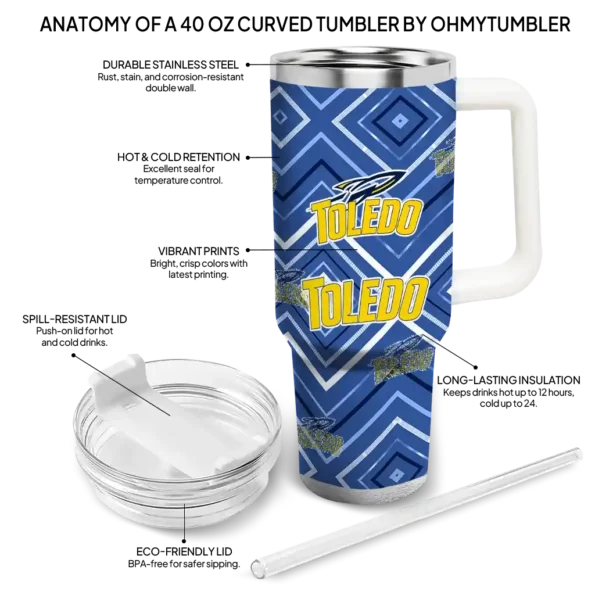 customized toledo rockets bold diamonds blue curved tumbler new arrival.webp