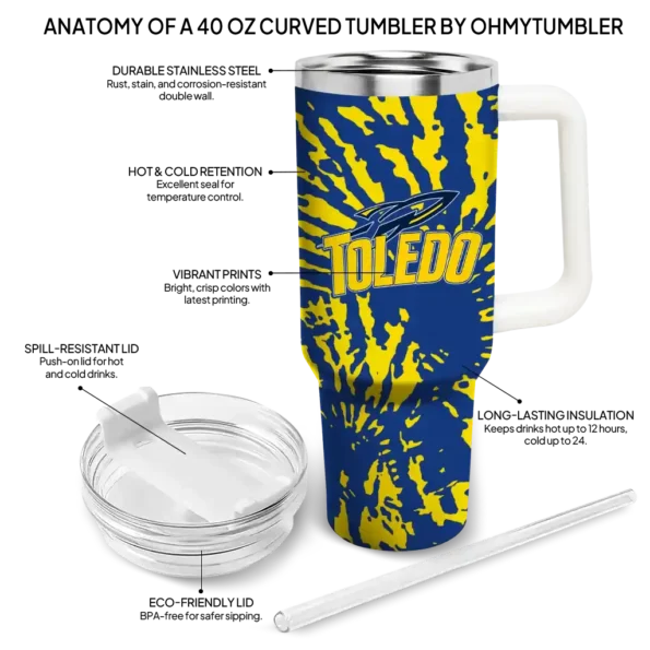 customized toledo rockets burst swirl blue curved tumbler new arrival.webp