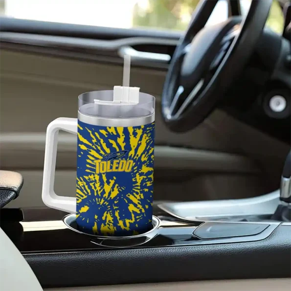 customized toledo rockets burst swirl blue curved tumbler trendy.webp