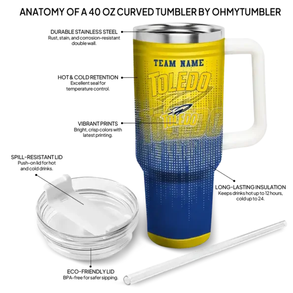 customized toledo rockets gradient dots blue curved tumbler new arrival.webp