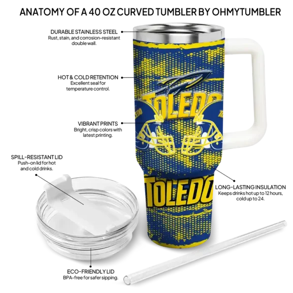 customized toledo rockets honey streaks blue curved tumbler new arrival.webp