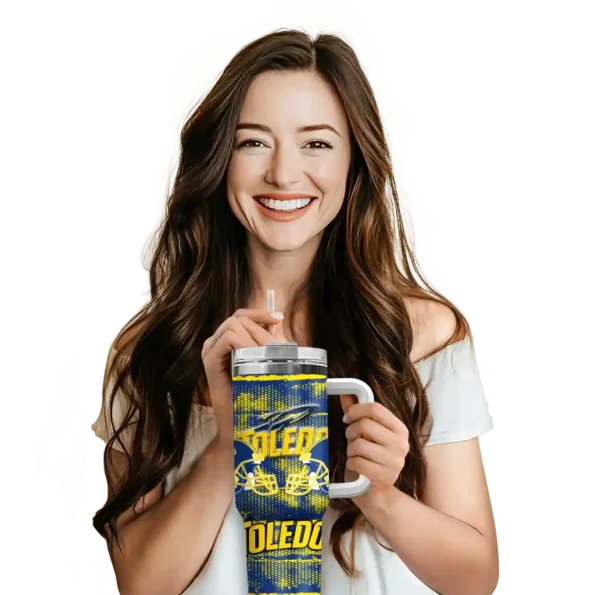 customized toledo rockets honey streaks blue curved tumbler premium grade.webp