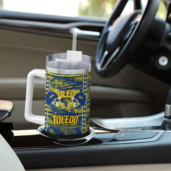 customized toledo rockets honey streaks blue curved tumbler trendy.webp