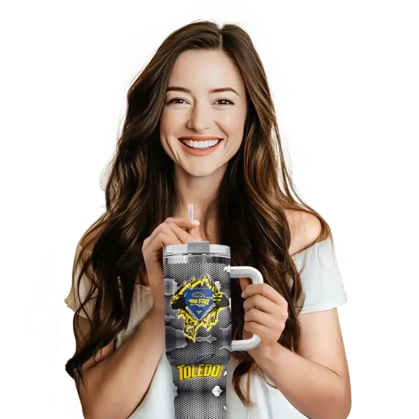 customized toledo rockets superman shield blue gray curved tumbler premium grade.webp