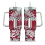 customized troy trojans abstract paths red curved tumbler best selling.webp