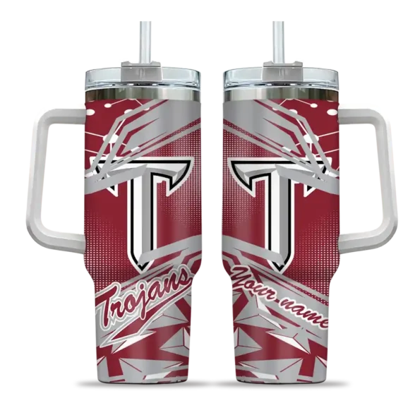 customized troy trojans abstract paths red curved tumbler best selling.webp