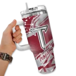 customized troy trojans abstract paths red curved tumbler best selling.webp