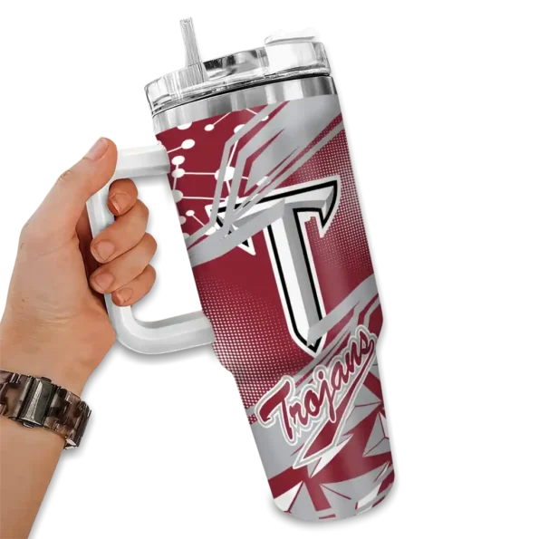 customized troy trojans abstract paths red curved tumbler fashion forward.webp