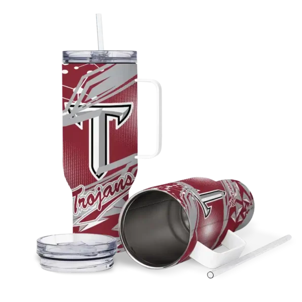 customized troy trojans abstract paths red curved tumbler high quality.webp