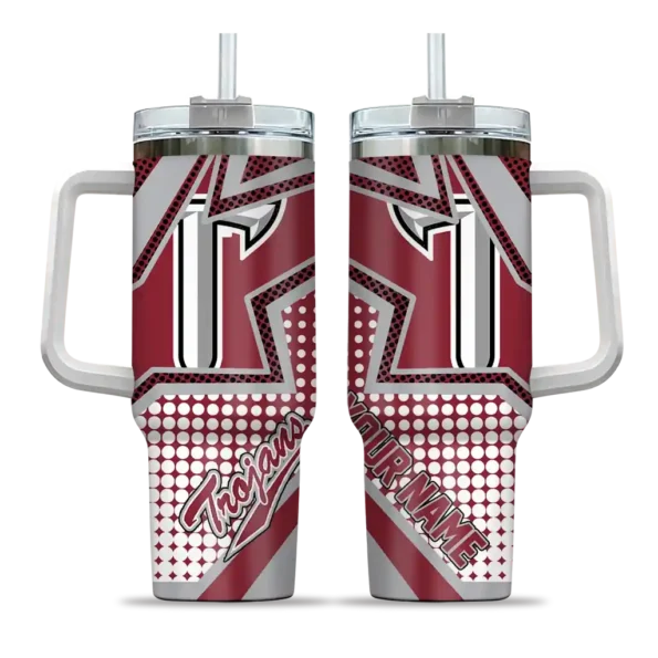 customized troy trojans arrow burst red curved tumbler best selling.webp