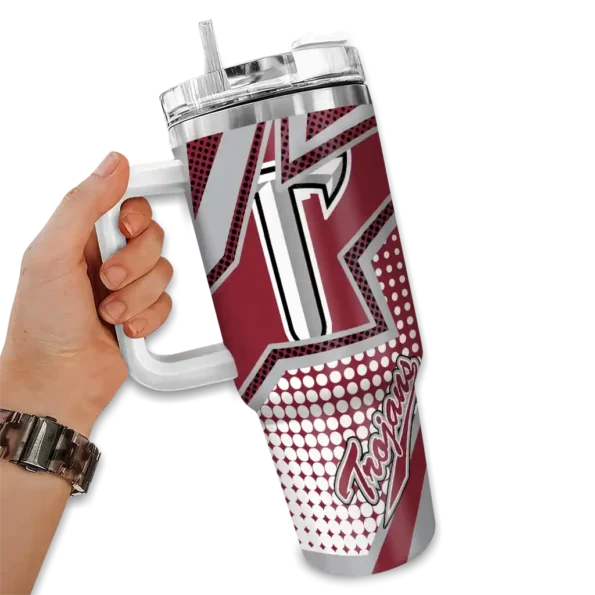 customized troy trojans arrow burst red curved tumbler fashion forward.webp