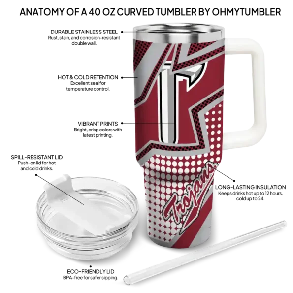 customized troy trojans arrow burst red curved tumbler new arrival.webp