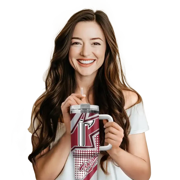 customized troy trojans arrow burst red curved tumbler premium grade.webp