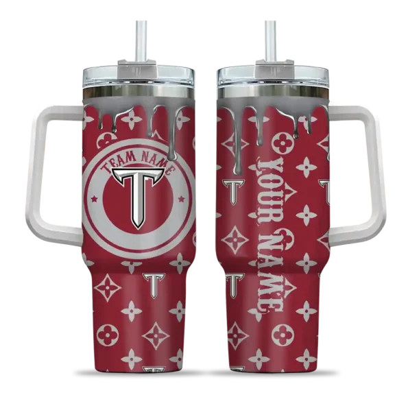 customized troy trojans bullseye drips red curved tumbler best selling.webp