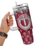 customized troy trojans bullseye drips red curved tumbler best selling.webp