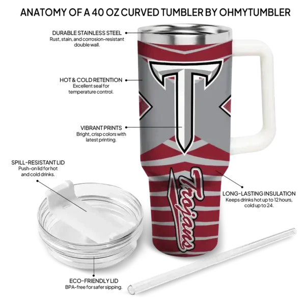 customized troy trojans chevron layers red curved tumbler new arrival.webp
