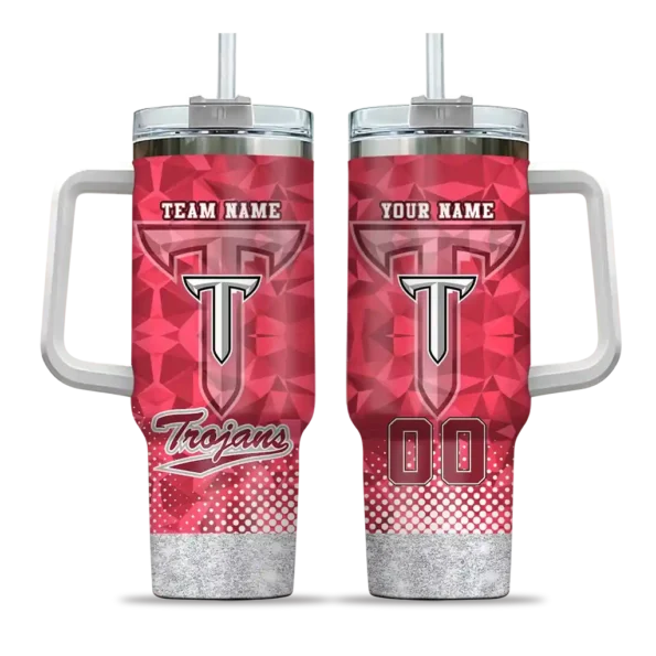 customized troy trojans geometric prism red curved tumbler best selling.webp