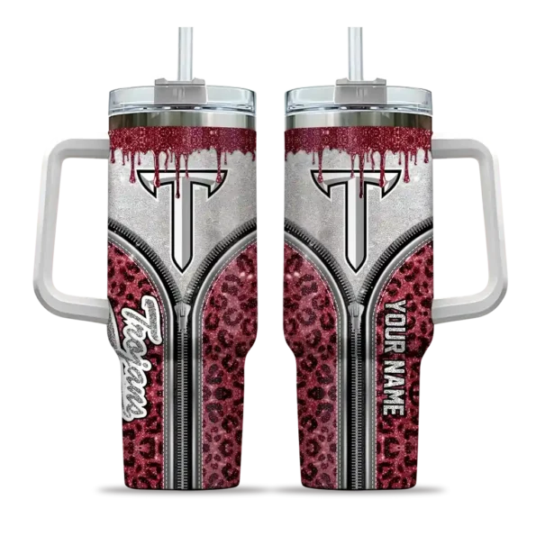 customized troy trojans leopard zipper red curved tumbler best selling.webp