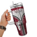 customized troy trojans leopard zipper red curved tumbler best selling.webp