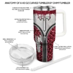 customized troy trojans leopard zipper red curved tumbler best selling.webp