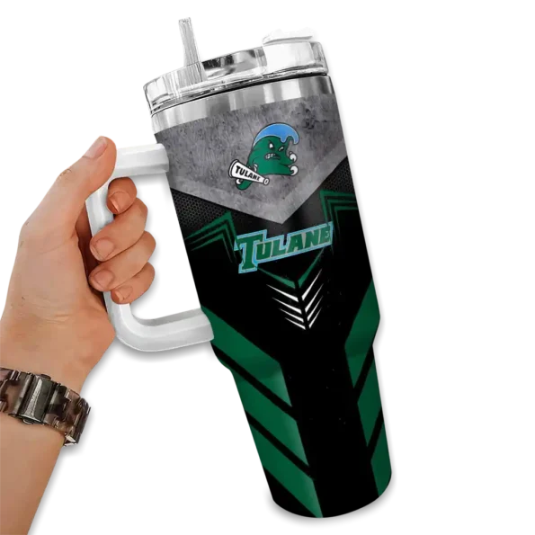 customized tulane green wave arrow armor green black curved tumbler fashion forward.webp