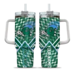 customized tulane green wave chevron angle green curved tumbler best selling.webp