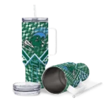 customized tulane green wave chevron angle green curved tumbler best selling.webp