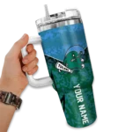 customized tulane green wave chevron stripe green curved tumbler best selling.webp