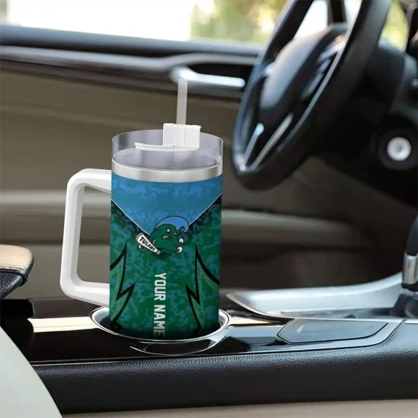 customized tulane green wave chevron stripe green curved tumbler trendy.webp
